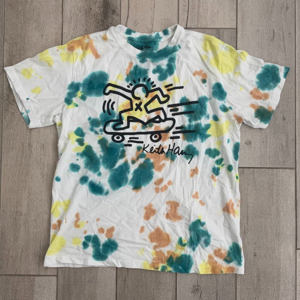 RARE Keith Haring Foundation Tye Tie Dye T-Shirt Skateboard Tee Size M